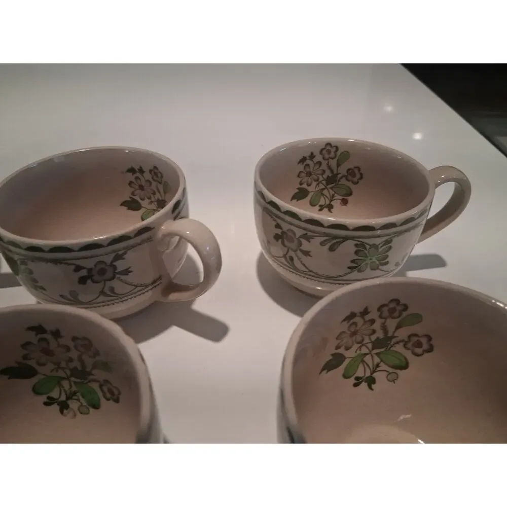 Vintage Johnson Brothers Provence Staffordshire Old Granite Creamer & 6 Cups Lot